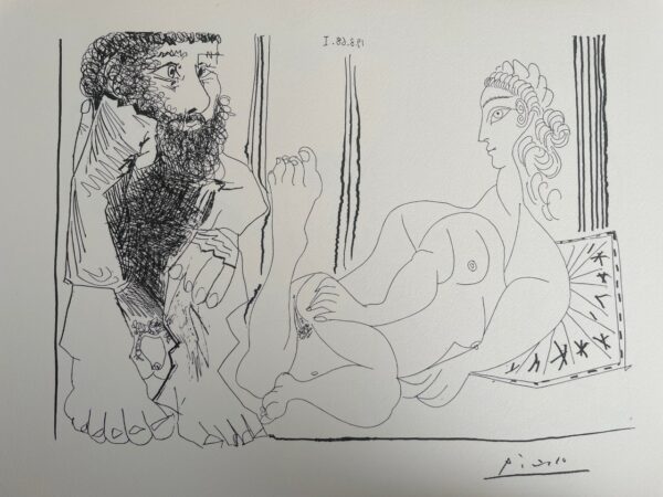 Femme Aguichant un Homme Songeur - Pablo Picasso
