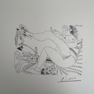 Fumeur D'opium, Femme en Pantoufles sur Son Lit et Petit Chien, - Picasso Pablo