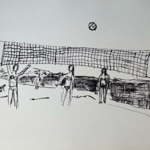 Groupe D'amis Jouant au Ballon A la Plage - Jean-Jacques Morvan