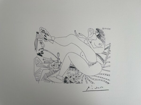 Fumeur D’opium, Femme en Pantoufles sur Son Lit et Petit Chien, - Picasso Pablo