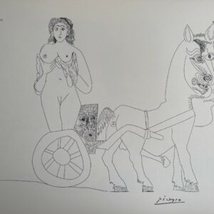 Femme sur un Char Romain Harnais A un Cheval A Moitie Humain - Pablo Picasso