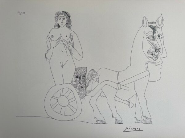 Femme sur un Char Romain Harnais A un Cheval A Moitie Humain - Pablo Picasso