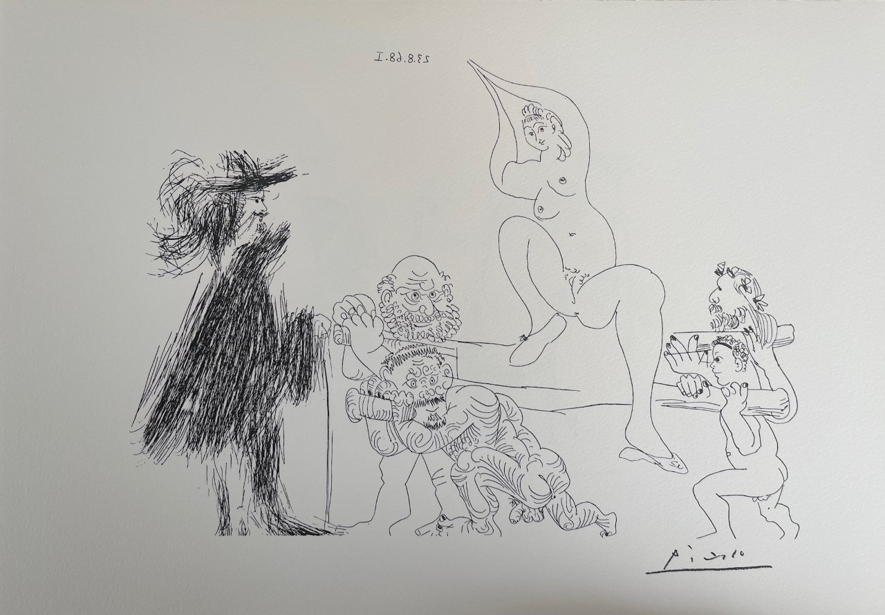 Quatre Portefaix Apportant À un Gentilhomme une Jeune Femme sur une Litière - Picasso Pablo – Image 1