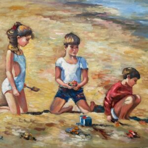 Enfants Qui Jouent sur la Plage - William West  20E Eeuw