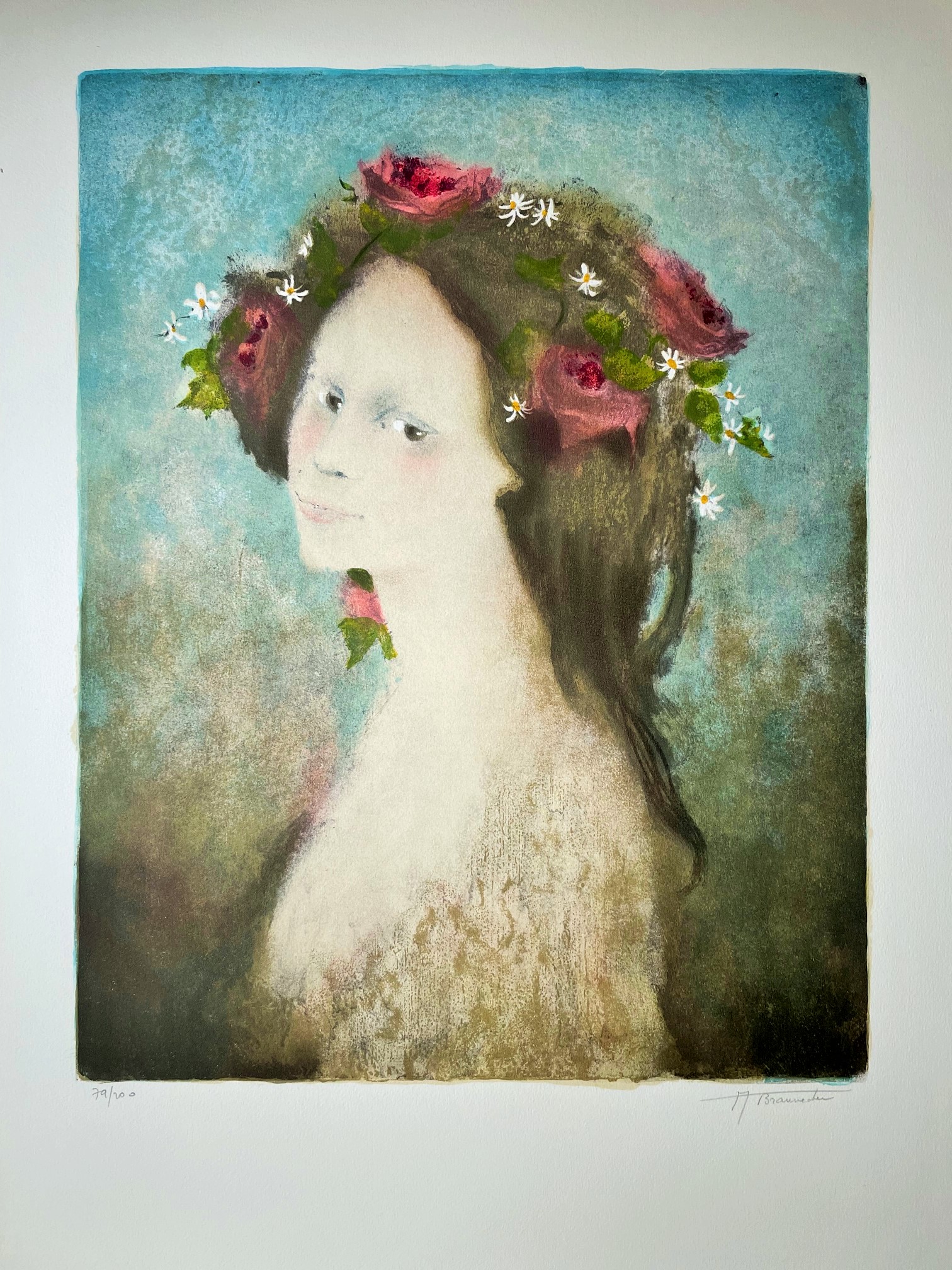Jeune Fille A la Couronne Fleurie - Braunecker André – Image 1