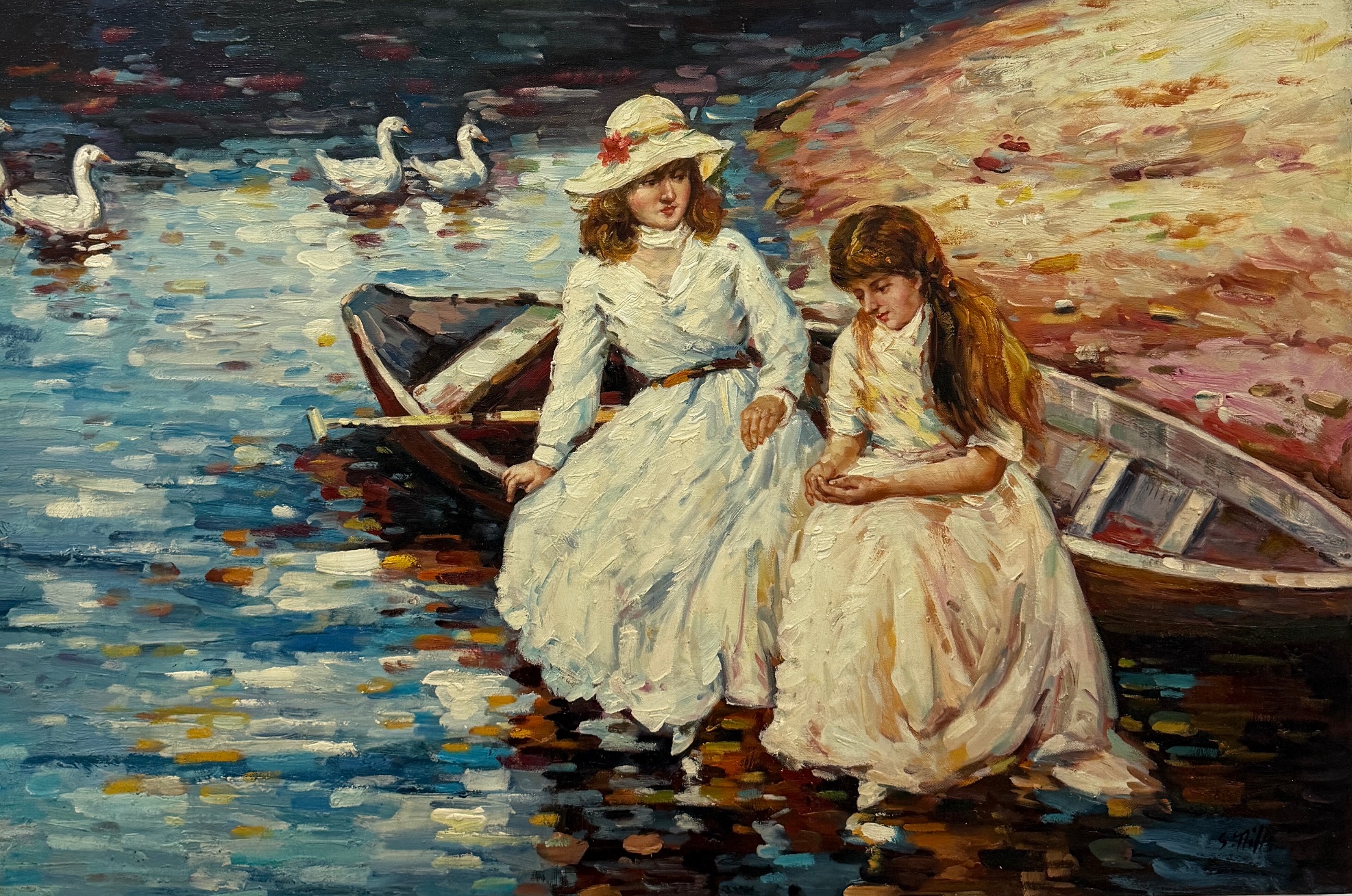 Les Enfants Près de L’eau Vive - Ecole Française Xxe – Image 1