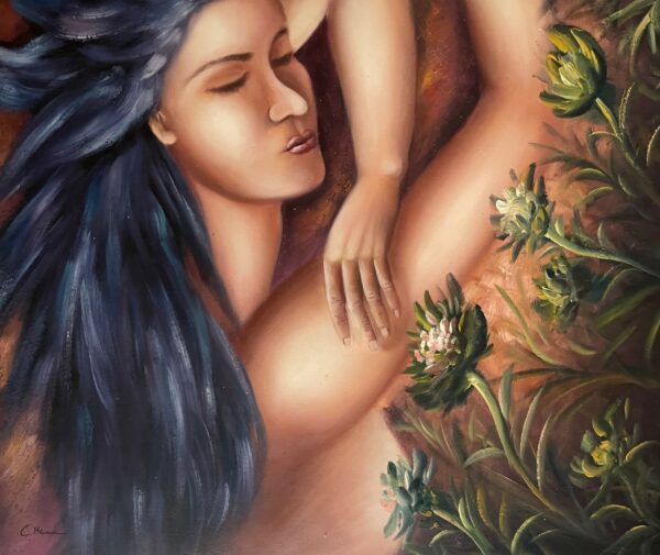 Femme au Cheveux Bleus - Carole Hermann 20E Eeuw