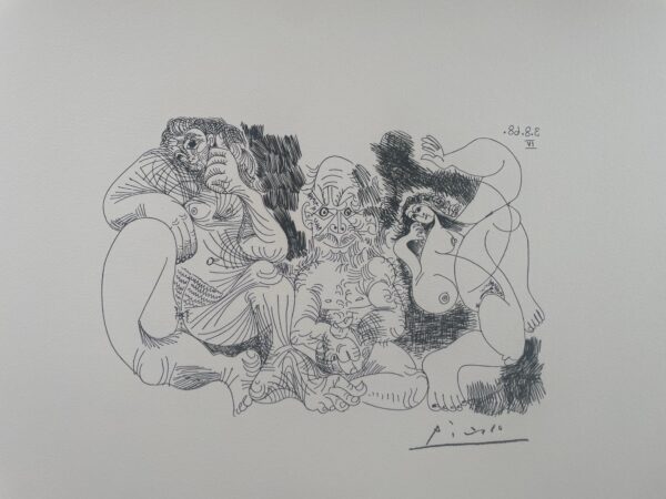 Viellard Assis avec une Femme et Danseuse , From Séries 347 (B. 1719; Ba. 1736 Bb1) - Pablo Picasso
