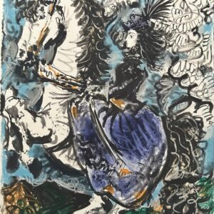 Jacqueline en Robe Violette A  Cheval - Picasso Pablo