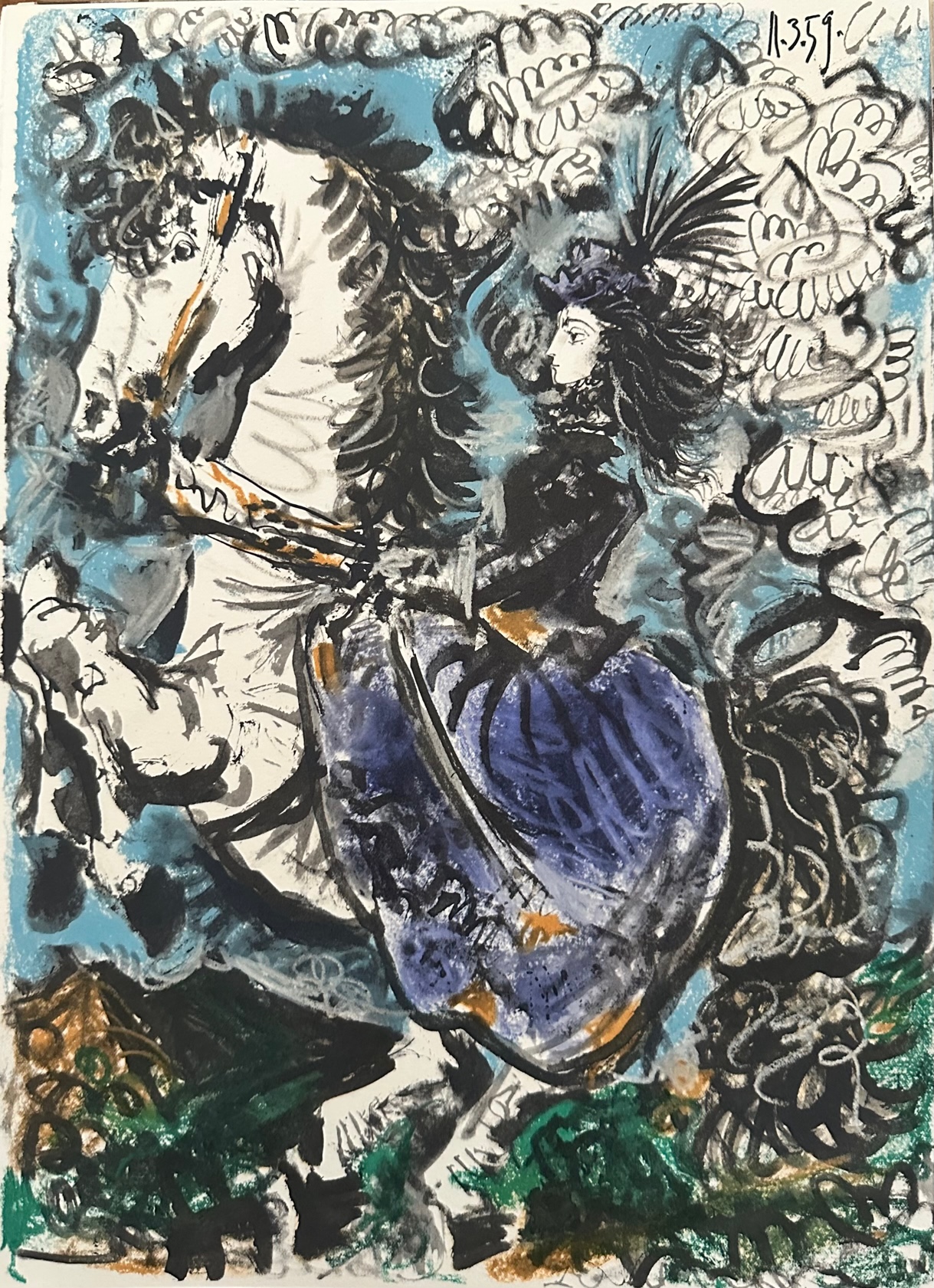 Jacqueline en Robe Violette A  Cheval - Picasso Pablo – Image 1