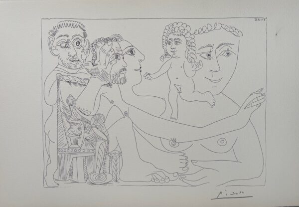Groupe avec Femme A L'agneau , Odalisque-Ecuyere et Autoportrait en Garagiste - Pablo Picasso