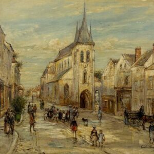 Place Animée Sous Ciel Clair - Emile Constant  Xx