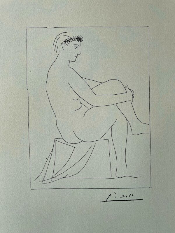 Femme Nue avec Jambes Croisees , Couronnee avec Fleurs - Suite Vollard - Pablo Picasso